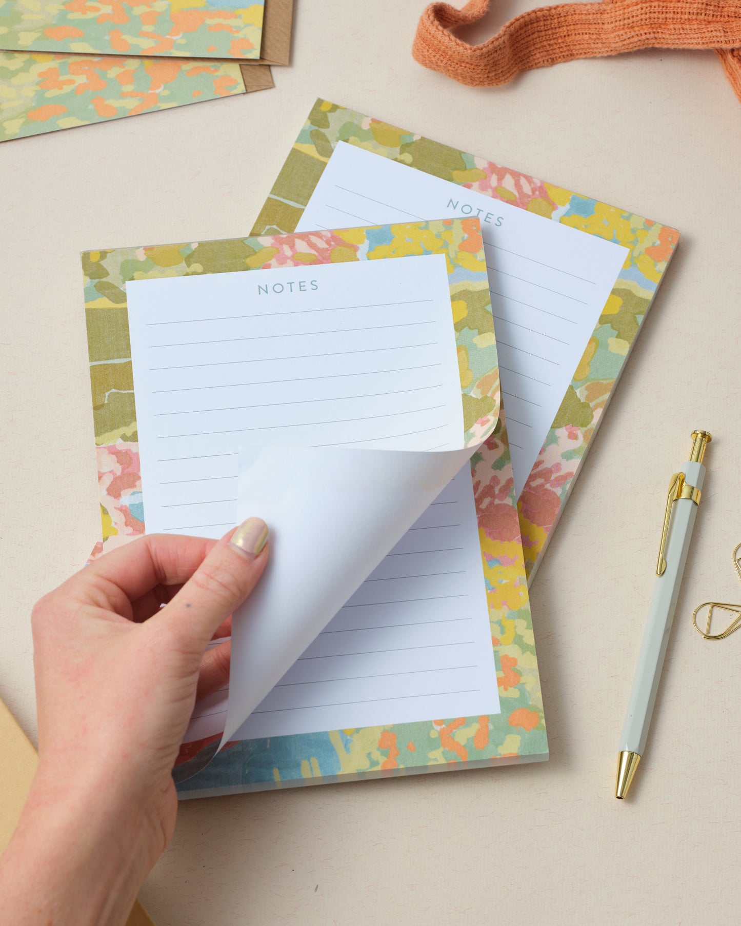 lined desk notepad